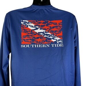 Southern‎ Tide Shirt Size Med Blue Tee Long Sleeve Shirt 100% Recycled Polyester